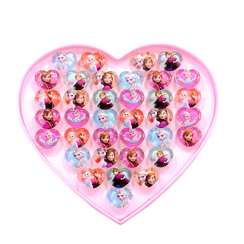 Vaikiški animacinio filmo „Stillson Elsa“ akriliniai žiedai, mergaitėms, žaislų dovanos, 36 žiedų dėžutė