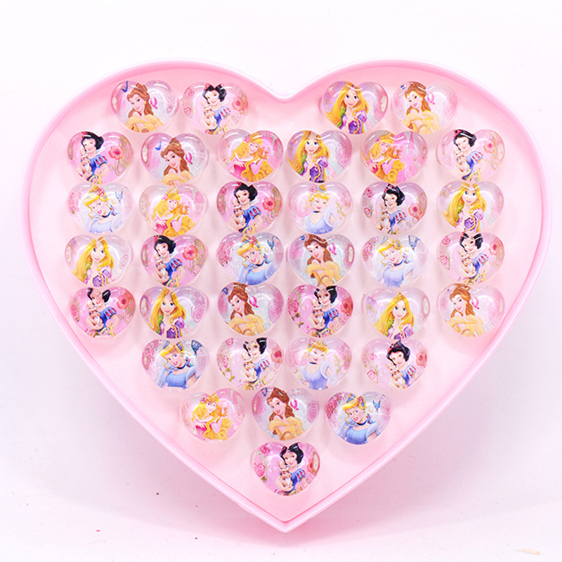 Vaikiški animacinio filmo „Stillson Elsa“ akriliniai žiedai, mergaitėms, žaislų dovanos, 36 žiedų dėžutė