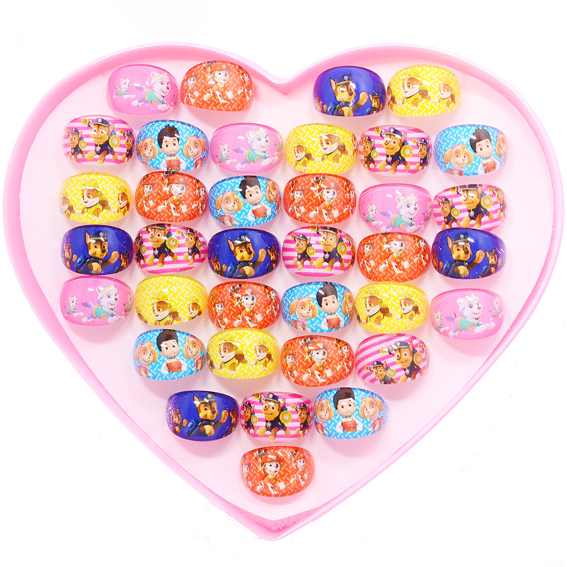 Vaikiški animacinio filmo „Stillson Elsa“ akriliniai žiedai, mergaitėms, žaislų dovanos, 36 žiedų dėžutė