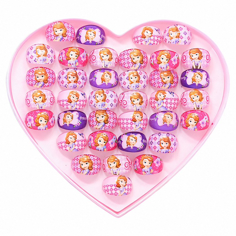 Vaikiški animacinio filmo „Stillson Elsa“ akriliniai žiedai, mergaitėms, žaislų dovanos, 36 žiedų dėžutė