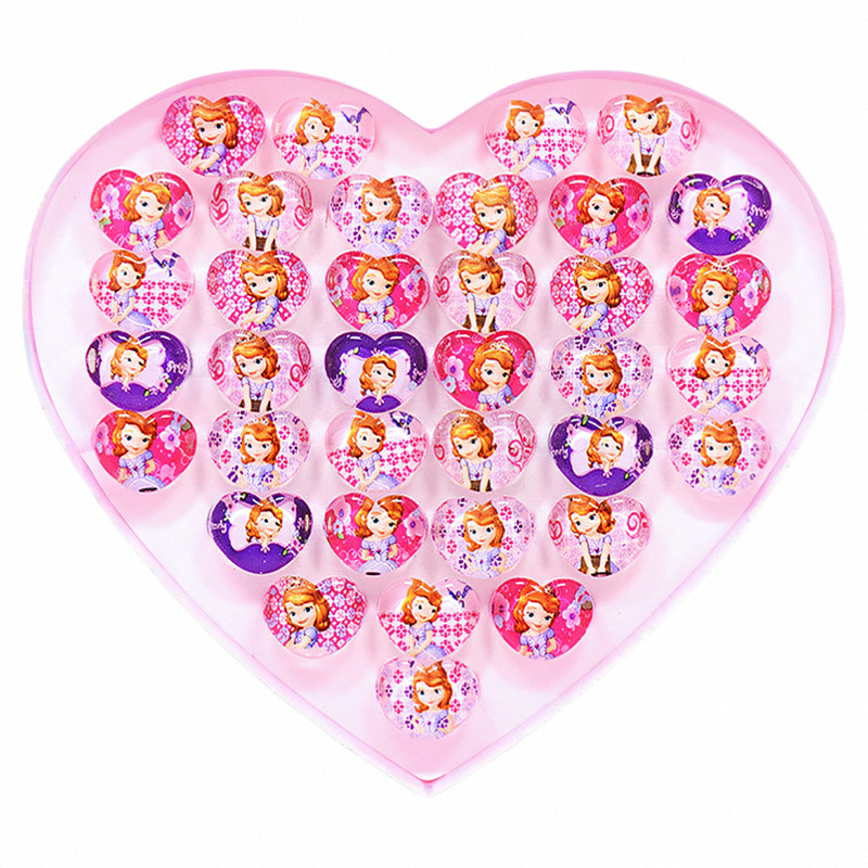 Vaikiški animacinio filmo „Stillson Elsa“ akriliniai žiedai, mergaitėms, žaislų dovanos, 36 žiedų dėžutė