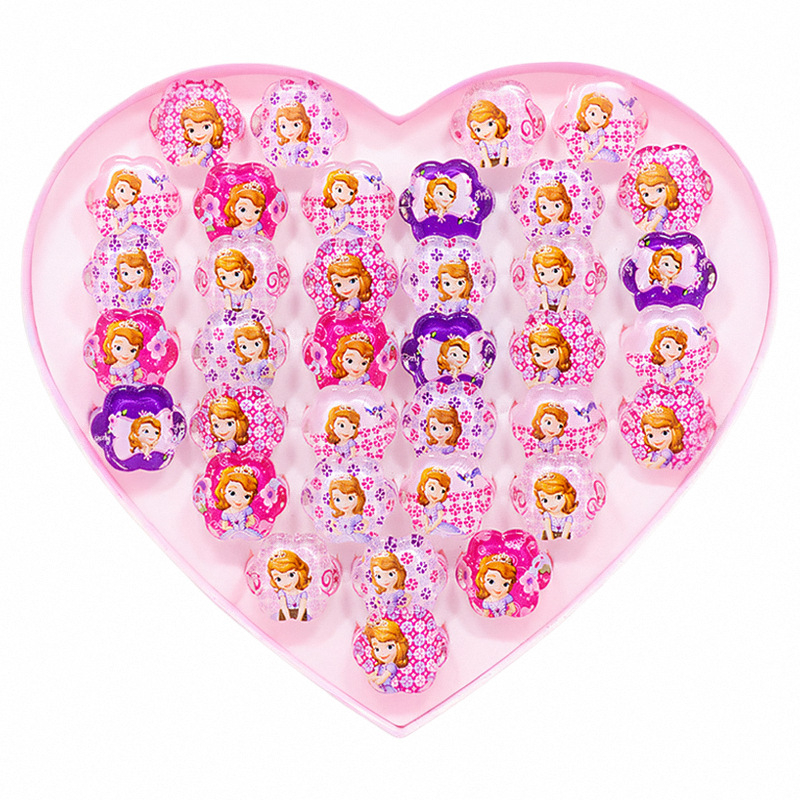 Vaikiški animacinio filmo „Stillson Elsa“ akriliniai žiedai, mergaitėms, žaislų dovanos, 36 žiedų dėžutė