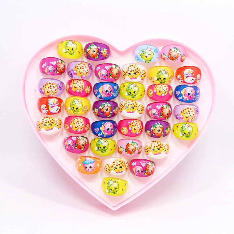 Vaikiški animacinio filmo „Stillson Elsa“ akriliniai žiedai, mergaitėms, žaislų dovanos, 36 žiedų dėžutė