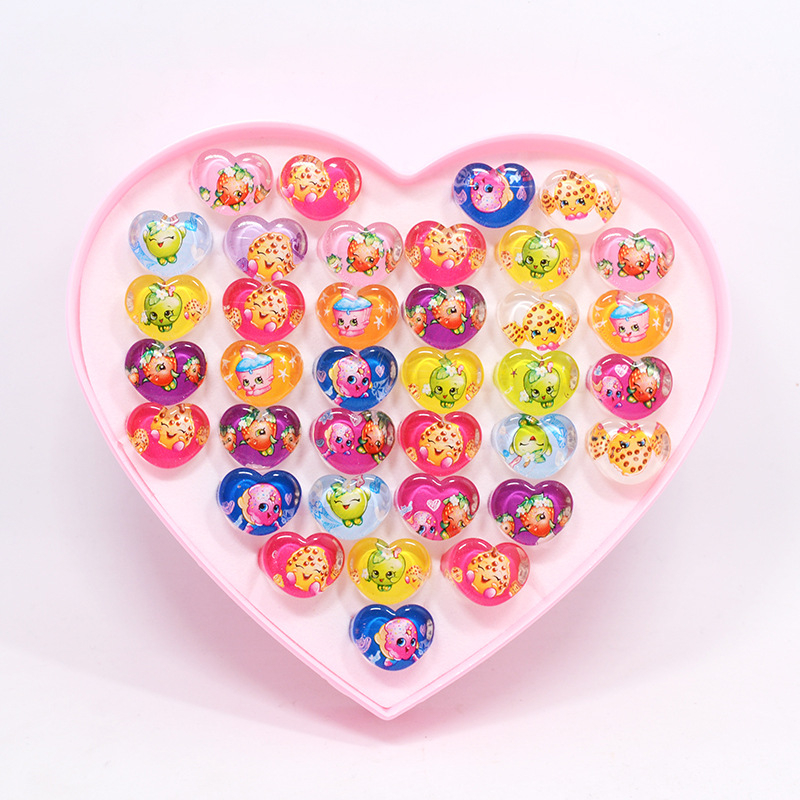 Vaikiški animacinio filmo „Stillson Elsa“ akriliniai žiedai, mergaitėms, žaislų dovanos, 36 žiedų dėžutė