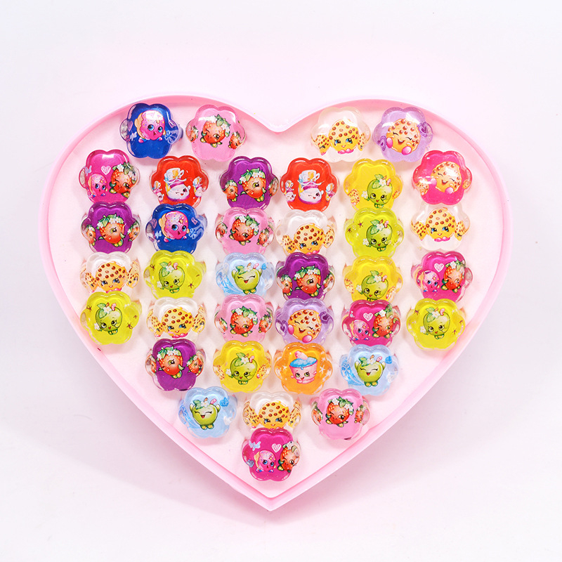 Vaikiški animacinio filmo „Stillson Elsa“ akriliniai žiedai, mergaitėms, žaislų dovanos, 36 žiedų dėžutė