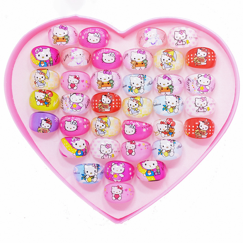 Vaikiški animacinio filmo „Stillson Elsa“ akriliniai žiedai, mergaitėms, žaislų dovanos, 36 žiedų dėžutė