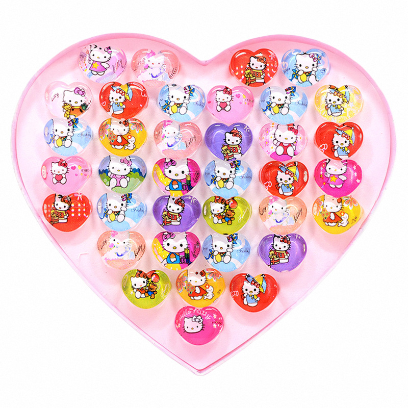 Vaikiški animacinio filmo „Stillson Elsa“ akriliniai žiedai, mergaitėms, žaislų dovanos, 36 žiedų dėžutė