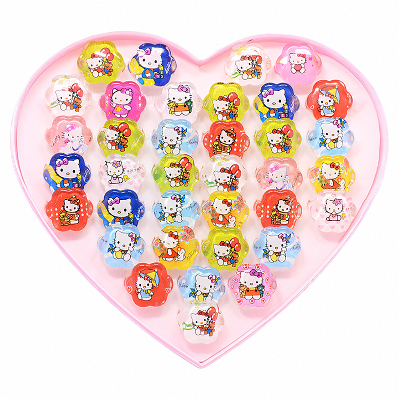 Vaikiški animacinio filmo „Stillson Elsa“ akriliniai žiedai, mergaitėms, žaislų dovanos, 36 žiedų dėžutė