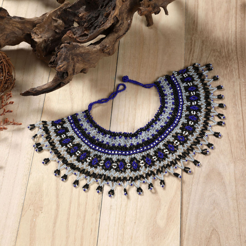 Piiriülene kuum etnilise stiili paks ja värviline kraefestivali hõimude riisihelmestega käsitsi valmistatud helmestega krae kostüümikaelakee