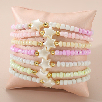 YSB776 tarpvalstybinė europietiška ir amerikietiška paprasta miela spalvinga ryžių karoliukų rankų darbo karoliukų apyrankė, vaikiška apyrankė.