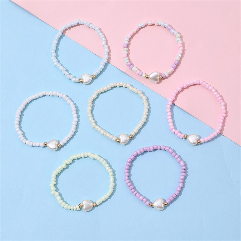 YSB776 tarpvalstybinė europietiška ir amerikietiška paprasta miela spalvinga ryžių karoliukų rankų darbo karoliukų apyrankė, vaikiška apyrankė.