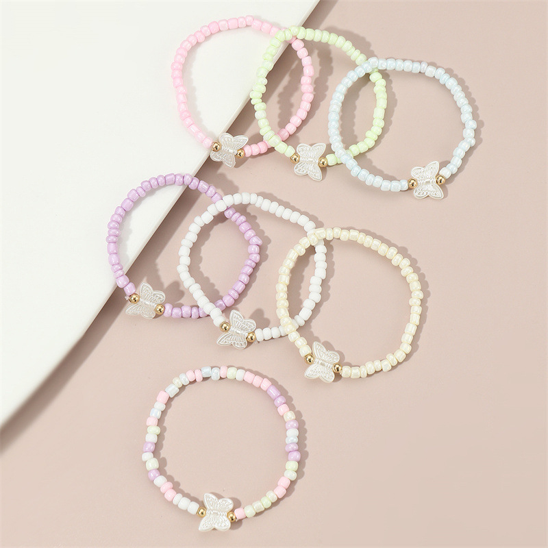 YSB776 tarpvalstybinė europietiška ir amerikietiška paprasta miela spalvinga ryžių karoliukų rankų darbo karoliukų apyrankė, vaikiška apyrankė.