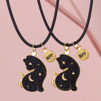 [Sama stiil, madal hind] Piiriülene kuum stiil, temperatuuritundlik, värvi muutev tähe-, kuu- ja kassi ripats, sulamist tilkuv õli, nahast köiest ehe, laste sõrmuskaelakee