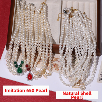 Χονδρικό Φυσικό Κολιέ με Μαργαριτάρια Βαθιάς Θάλασσας, Γυναικείο Σετ Τριών Κοσμημάτων, Δώρο για την Ημέρα της Μητέρας, Ζωντανό Δώρο