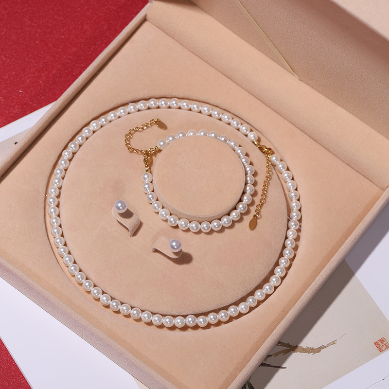 Colier cu perle naturale din scoici de mare adânc, en-gros, set de trei piese pentru femei, bijuterii, cadou de Ziua Mamei, cadou live