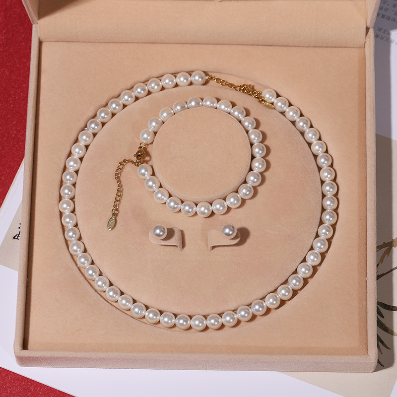 Colier cu perle naturale din scoici de mare adânc, en-gros, set de trei piese pentru femei, bijuterii, cadou de Ziua Mamei, cadou live