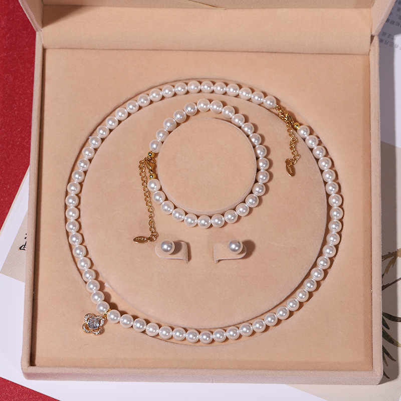 Colier cu perle naturale din scoici de mare adânc, en-gros, set de trei piese pentru femei, bijuterii, cadou de Ziua Mamei, cadou live
