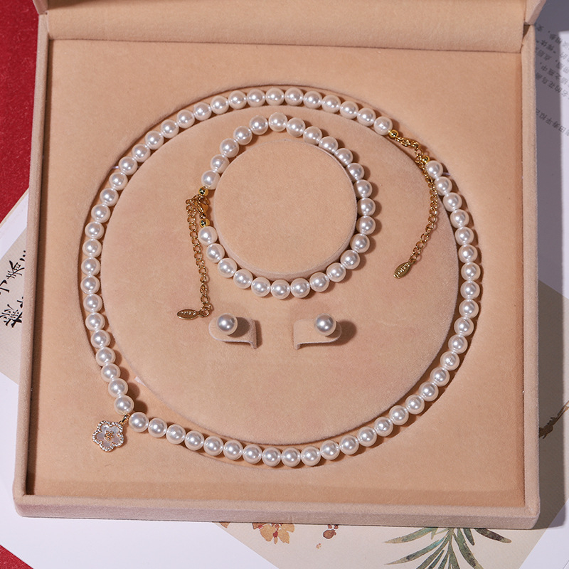 Colier cu perle naturale din scoici de mare adânc, en-gros, set de trei piese pentru femei, bijuterii, cadou de Ziua Mamei, cadou live