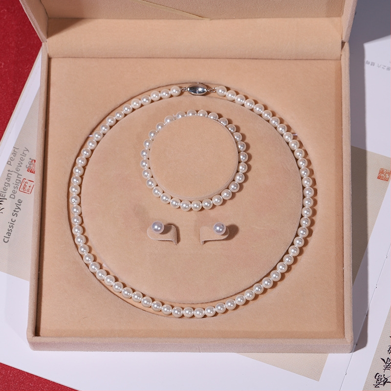 Colier cu perle naturale din scoici de mare adânc, en-gros, set de trei piese pentru femei, bijuterii, cadou de Ziua Mamei, cadou live