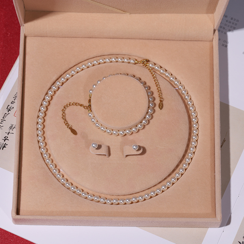 Colier cu perle naturale din scoici de mare adânc, en-gros, set de trei piese pentru femei, bijuterii, cadou de Ziua Mamei, cadou live