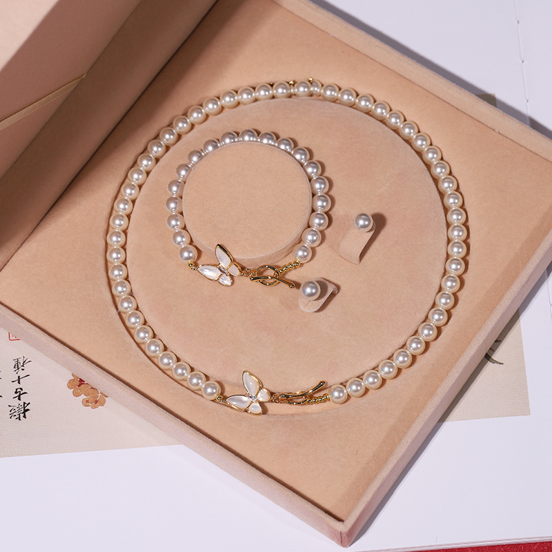 Colier cu perle naturale din scoici de mare adânc, en-gros, set de trei piese pentru femei, bijuterii, cadou de Ziua Mamei, cadou live