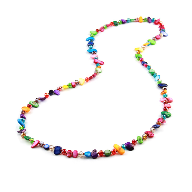 Euroopa ja Ameerika piiriülesed plahvatused värviliste koortega helmestega pikk kaelakee naistele uus sügis- ja talvine atmosfääriline pikk villane ketiga ehe