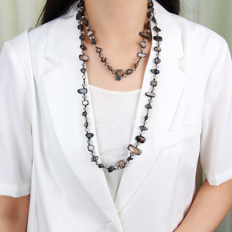Euroopa ja Ameerika piiriülesed plahvatused värviliste koortega helmestega pikk kaelakee naistele uus sügis- ja talvine atmosfääriline pikk villane ketiga ehe