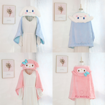 Mergaitiškas širdies formos Kurome melodijos animacinis apsiaustas su gobtuvu, flanelinis studentų snaudulio apsiaustas, tinginio apklotas