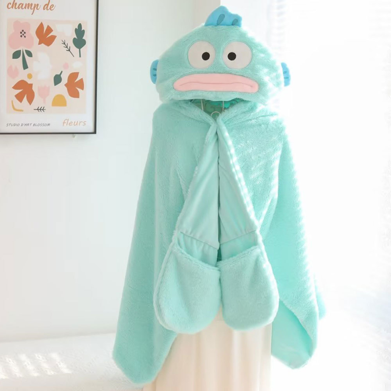 Mergaitiškas širdies formos Kurome melodijos animacinis apsiaustas su gobtuvu, flanelinis studentų snaudulio apsiaustas, tinginio apklotas