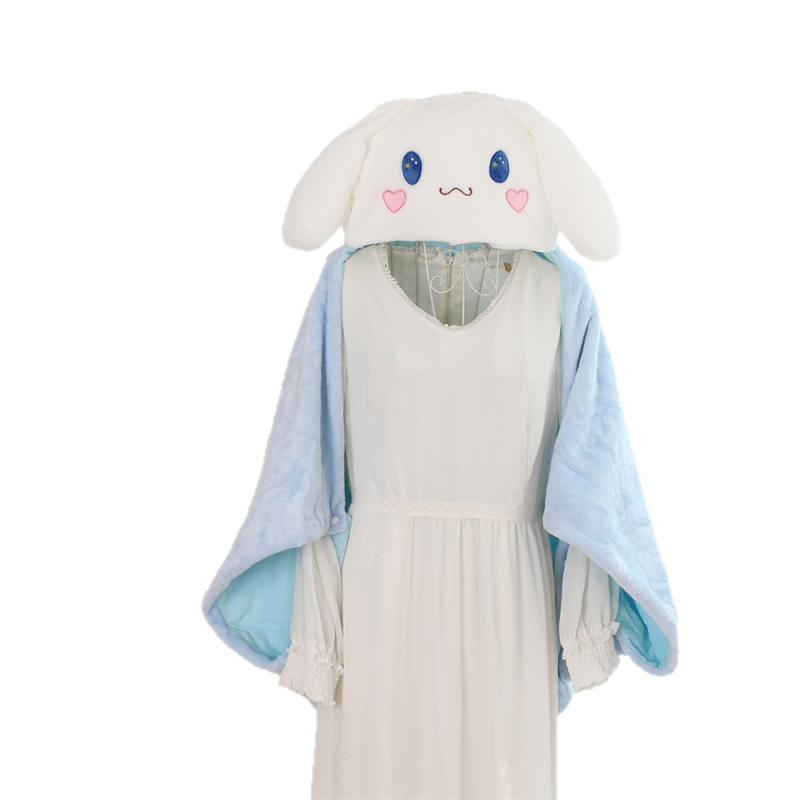 Mergaitiškas širdies formos Kurome melodijos animacinis apsiaustas su gobtuvu, flanelinis studentų snaudulio apsiaustas, tinginio apklotas