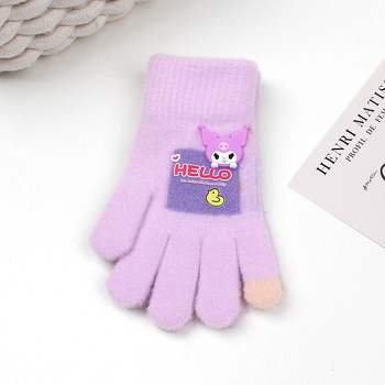 Naujos vaikiškos pirštinės mielos animacinių filmukų mergaitėms šiltos penkių pirštų pirštinės vilnonės megztos žieminės šalčiui atsparios pirštinės