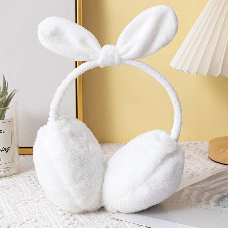 Korėjietiško stiliaus naujos mielos triušio ausų lankelio ausinės moterims, žieminės imitacijos triušio plaukais, didelės, šiltos ausinės su ausimis