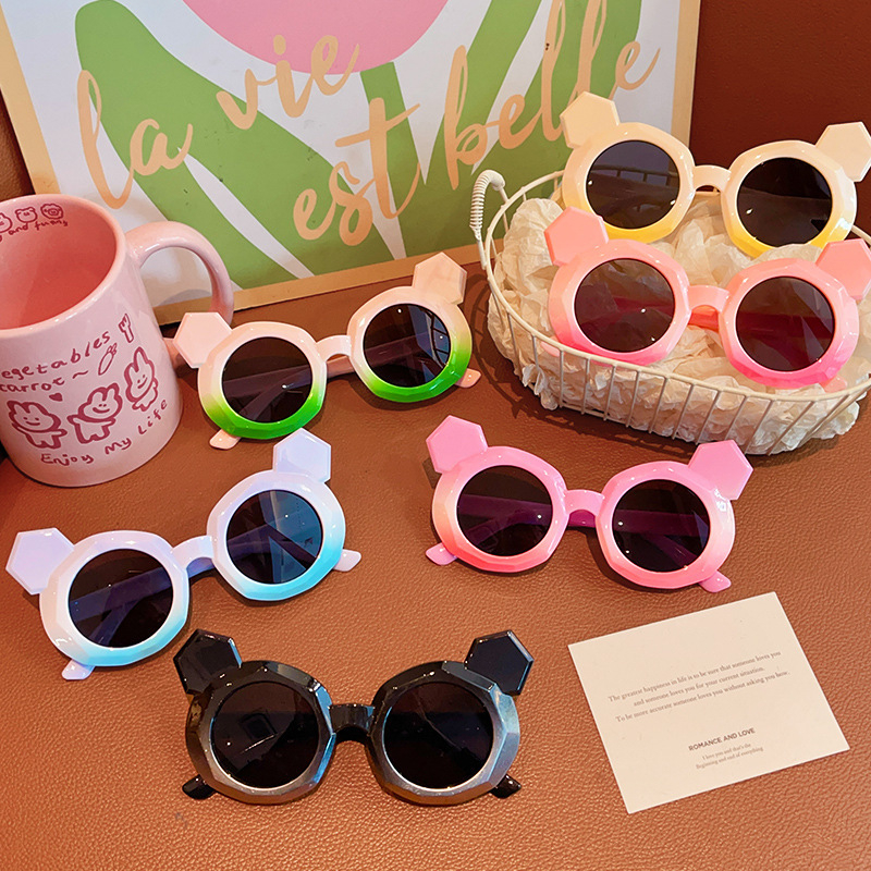 Модни сладки уши детски слънчеви очила корейски модерни слънцезащитни UV защита бебешки слънчеви очила за пътуване