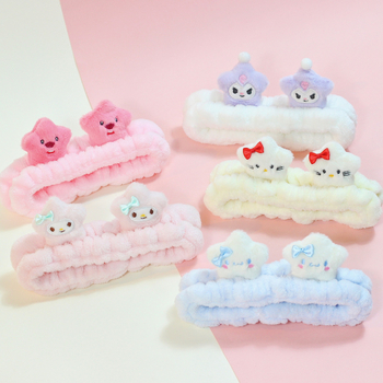 Originaal 2024. aasta uus super armas täht Sanrio armas kolmemõõtmeline nukutüdruk peseb näo juuksepaelaga maski artefakt