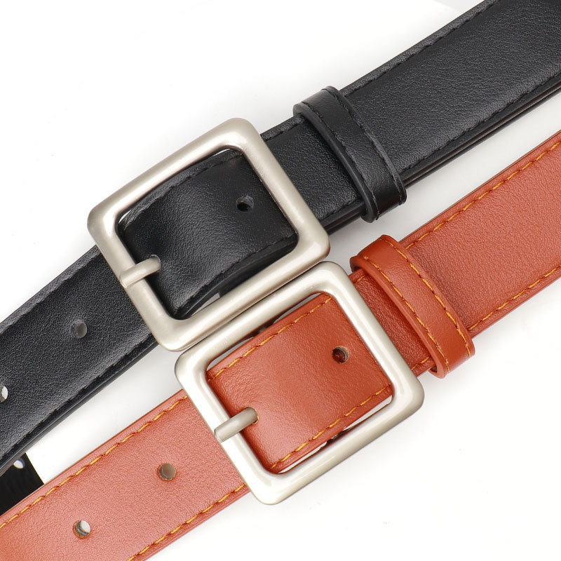 Centură de damă cu cataramă pătrată simplă și casual, stil coreean, stil Ins, rochie versatilă, decorativă, pentru blugi, pentru femei