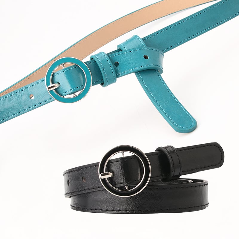 Curea din piele pentru femei, cataramă rotundă, cu cataramă, casual, versatilă, pentru studenți, la modă, simplă, potrivită pentru fustă, accesoriu, curea cu legături de păr