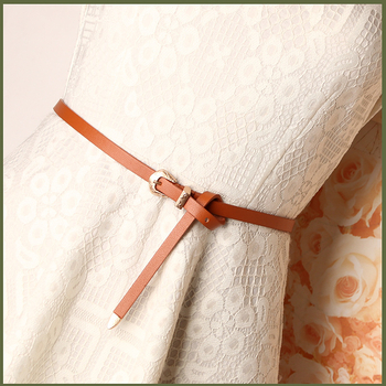 Madingas diržas Moteriškas plonas diržas su lydinio sagtimi. Universalus dekoratyvinis suknelės diržas iš trijų dalių dirbtinės odos. Korėjietiško stiliaus diržas.