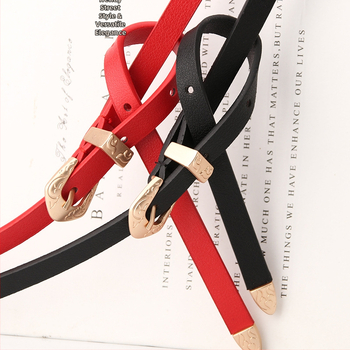 Madingas diržas Moteriškas plonas diržas su lydinio sagtimi. Universalus dekoratyvinis suknelės diržas iš trijų dalių dirbtinės odos. Korėjietiško stiliaus diržas.