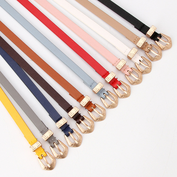 Madingas diržas Moteriškas plonas diržas su lydinio sagtimi. Universalus dekoratyvinis suknelės diržas iš trijų dalių dirbtinės odos. Korėjietiško stiliaus diržas.