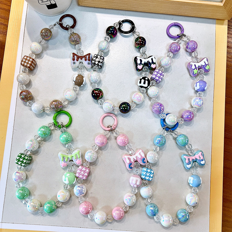 Изискан графити ръчно рисуван ключодържател с мъниста и котешки нокът, сладък, висяща верижка, чанта, декоративна висулка, доставка