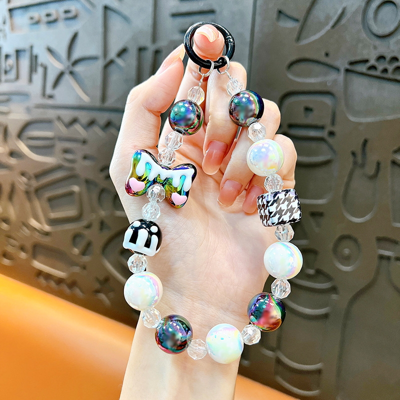 Изискан графити ръчно рисуван ключодържател с мъниста и котешки нокът, сладък, висяща верижка, чанта, декоративна висулка, доставка