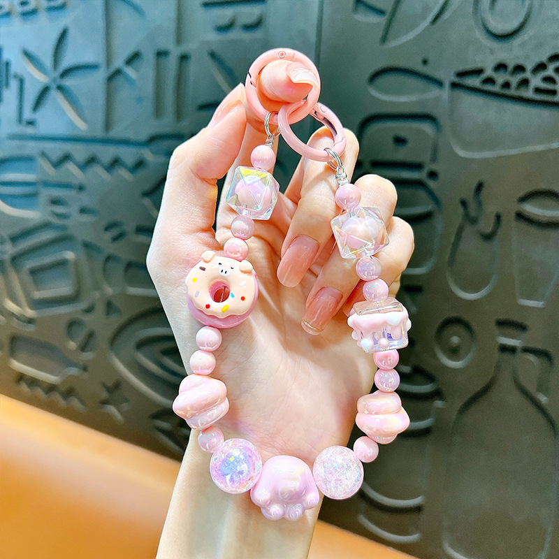 Изискан графити ръчно рисуван ключодържател с мъниста и котешки нокът, сладък, висяща верижка, чанта, декоративна висулка, доставка