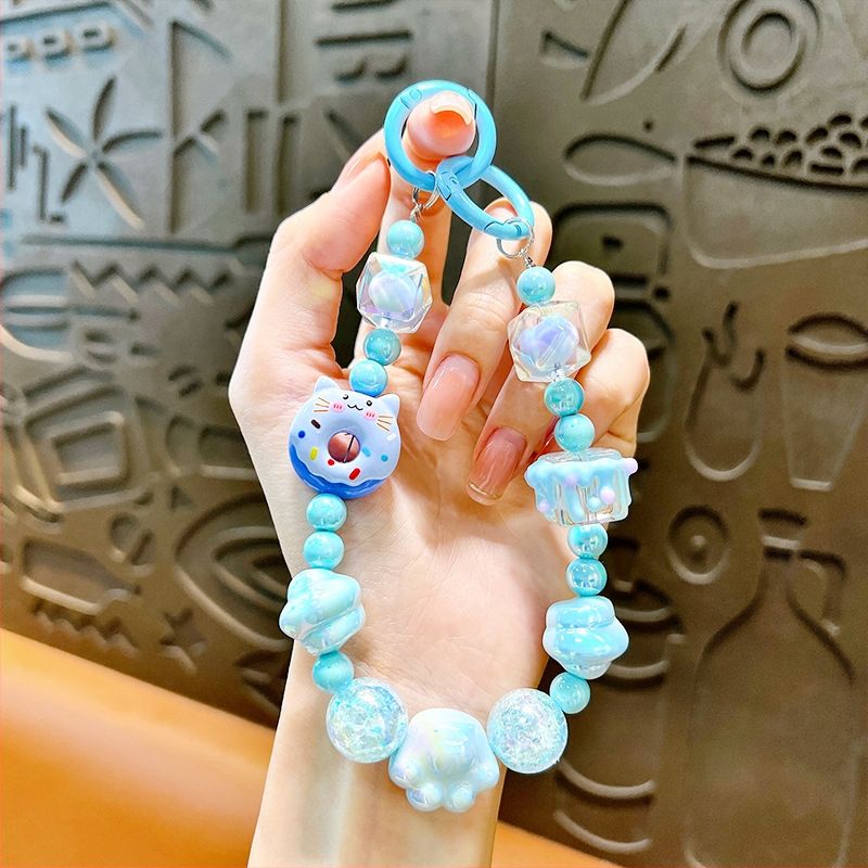 Изискан графити ръчно рисуван ключодържател с мъниста и котешки нокът, сладък, висяща верижка, чанта, декоративна висулка, доставка