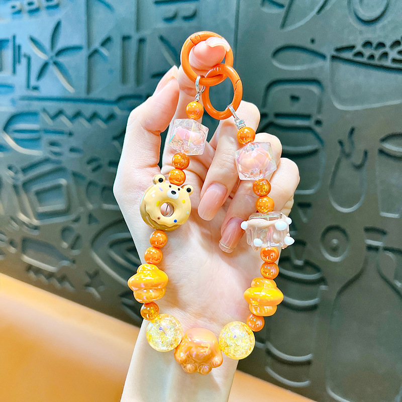 Изискан графити ръчно рисуван ключодържател с мъниста и котешки нокът, сладък, висяща верижка, чанта, декоративна висулка, доставка