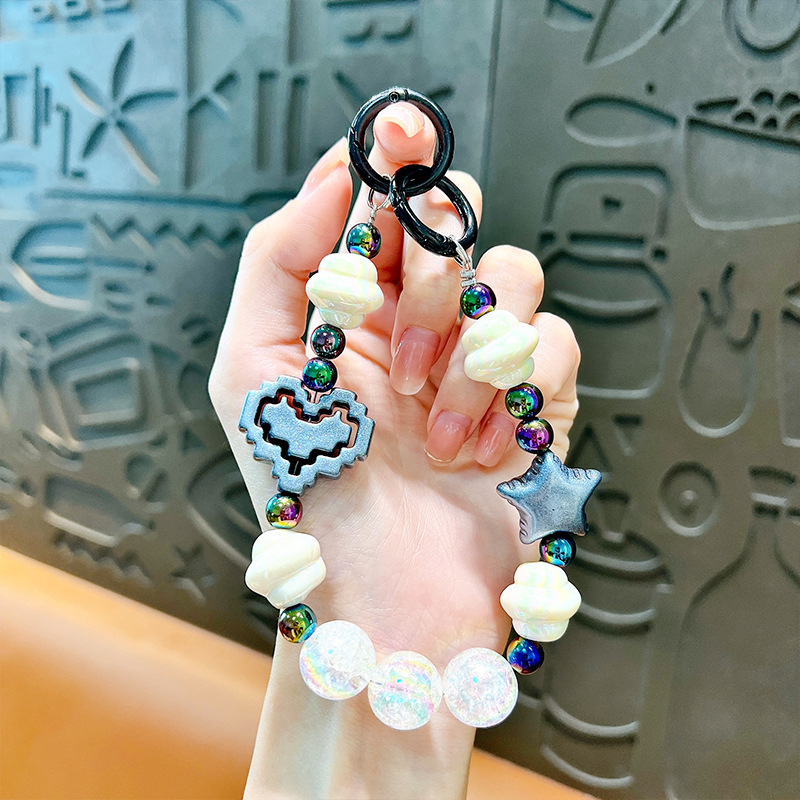 Изискан графити ръчно рисуван ключодържател с мъниста и котешки нокът, сладък, висяща верижка, чанта, декоративна висулка, доставка