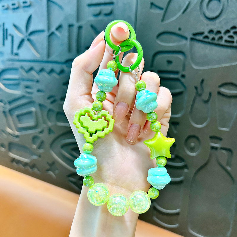 Изискан графити ръчно рисуван ключодържател с мъниста и котешки нокът, сладък, висяща верижка, чанта, декоративна висулка, доставка