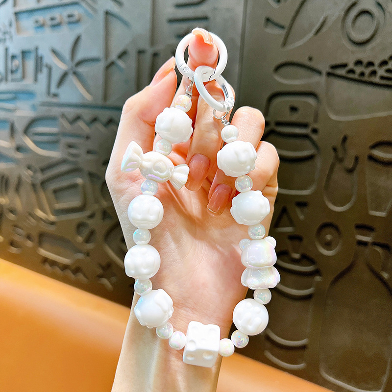 Изискан графити ръчно рисуван ключодържател с мъниста и котешки нокът, сладък, висяща верижка, чанта, декоративна висулка, доставка