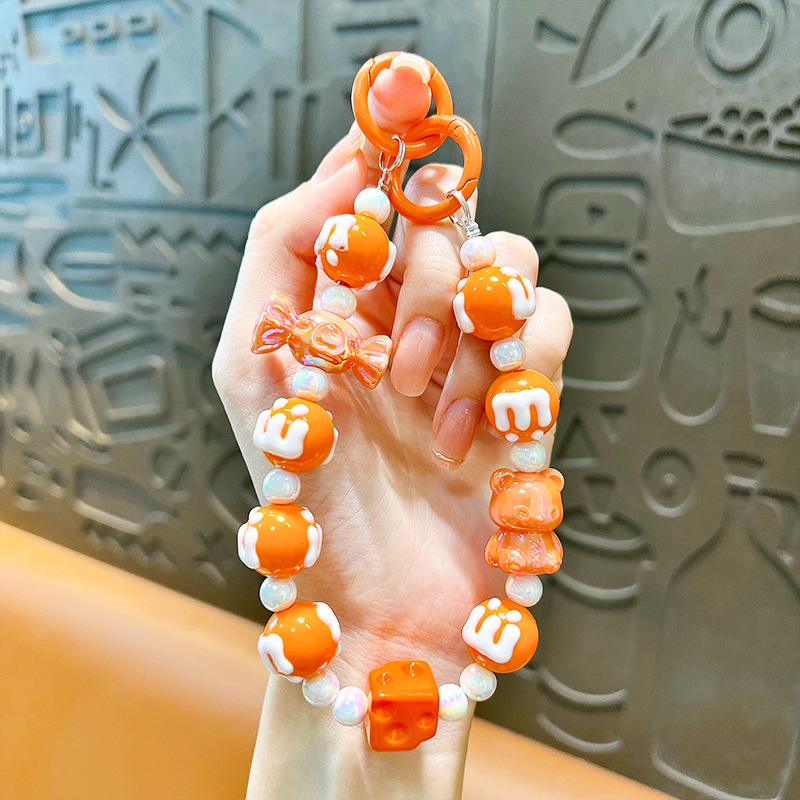 Изискан графити ръчно рисуван ключодържател с мъниста и котешки нокът, сладък, висяща верижка, чанта, декоративна висулка, доставка