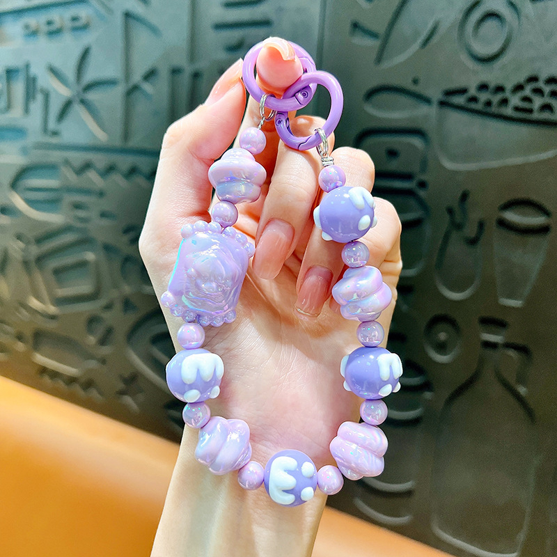 Изискан графити ръчно рисуван ключодържател с мъниста и котешки нокът, сладък, висяща верижка, чанта, декоративна висулка, доставка