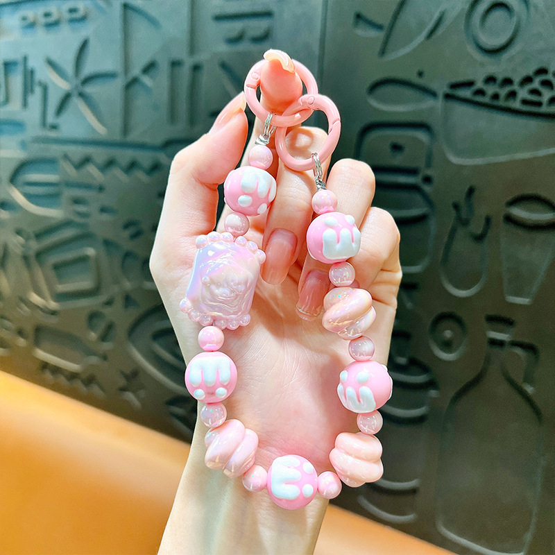 Изискан графити ръчно рисуван ключодържател с мъниста и котешки нокът, сладък, висяща верижка, чанта, декоративна висулка, доставка